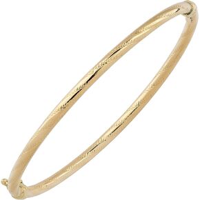 Kooljewelry 10k Yellow Gold 3 mm High Polish and Diamond-cut Finish Bangle Bracelet