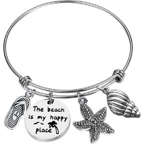 Vadaka Beach Lover Bracelet Gift Beach Jewelry Bracelet Bracelet Stainless Steel Bangle Birthday Christmas Graduation Gift for Women Beach Lover