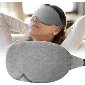 FRESHME Cotton Sleep Eye Mask - Travel Eye Mask for Sleeping Airplane Blackout Eye Covers for Long Flight Essentials Accessories, Comfortable Sleep Night Masks for Men Women Side Sleeper