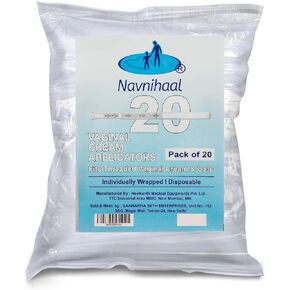 Navnihaal™ Disposable Plastic Vaginal Applicators -(Pack of 20) Threaded End to Fit OTC Gels, Lubes or Creams Products - Exact Dosage Measurements