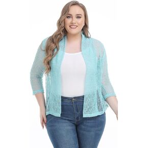 Womens Lightweight Knit Mesh Crochet Sheer Shrug Cardigan