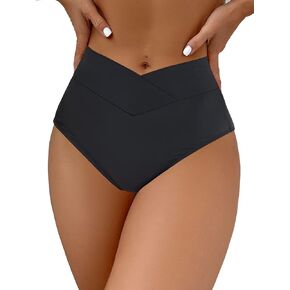 HYTENSUN Women's Bikini Bottom High Waisted V Cut Swimsuit Twist Front Cheeky Swim Bottoms