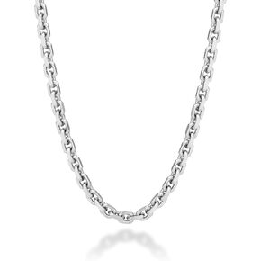 Miabella Solid 925 Sterling Silver Italian 3mm Thick Square Link Open Box Chain Necklace for Men/Made in Italy