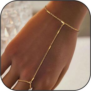 Long tiantian Hand Chain Bracelet Ring Bracelet Hand Chain Gold Bracelets for Women Gifts for Christmas Silver Hand Chain Jewelry for Women Trendy Stocking Stuffers