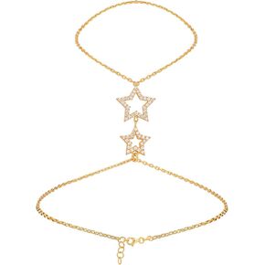 18K Gold Vermeil Bracelet Ring Hand Chain, Adjustable Finger Bracelet, Dainty Charm Hand Jewelry for Women, Valentine's Day, Birthday Gifts for Her