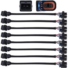 HiSport Fuel Injector Connector 8 PCS Pigtail Connectors Wire Compatible with Jetronic EV1 to Mini Delphi Multec
