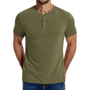 COOFANDY Men's Henley Shirts Cotton Short Sleeve Casual T-Shirt Button Henley Basic Tee