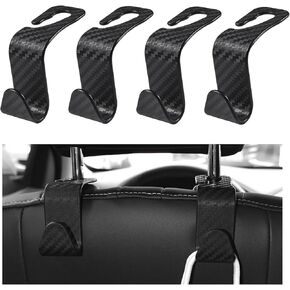 4 PCS Car Seat Headrest Hooks, Auto Seat Hook Hangers Storage Organizer, Back Seat Hanger for Car Handbag Clothes Coats Grocery Bags, Universal Interior Car Accessories (Carbon Fiber) in Kuwait