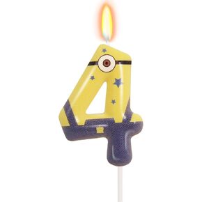 Number 5 Candle for Boys Girls - Yellow Jeans Cartoon Themed Birthday Candles Cute Cartoon Birthday Cake Topper 5th Birthday Party Decorations (Number 5)