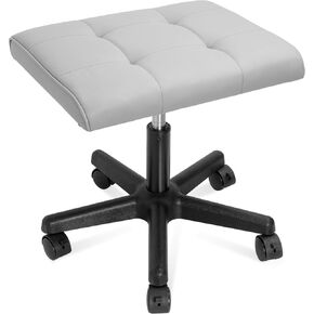 Footrest Under Desk Leg Rest Ottoman Adjustable Height Foot Stool with Wheels Leather Footrest