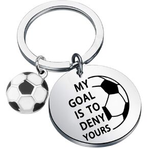 Gzrlyf My Goal is to Deny Yours Soccer Keychain Funny Soccer Goalie Gifts Soccer Player Gifts