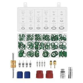 Car AC Repair Kit, 17Pcs Air Conditioning Valve Core Kit, 270Pcs Car Air Conditioning O-Ring Seals, R134a Valve Core A/C Refrigeration System, R12 R134a Refrigeration Tire Valve Stem Cores