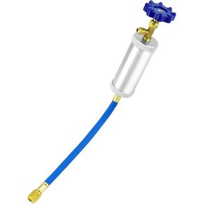 QWORK Aluminum Alloy R12 AC Oil and Dye Injector Compatible with R12, R22, R134a Systems, HVAC Tools with Needle Valve, 1Pc
