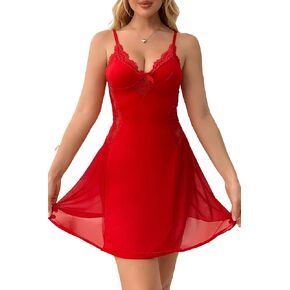 LOVESOFT Lace Nightwear for Women Lingerie Sexy V Neck Babydoll