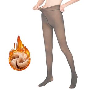 Mitid Fleece Lined Tights Women Leggings Thermal Pantyhose Fake Translucent Opaque High Waisted Winter Warm Sheer Tight