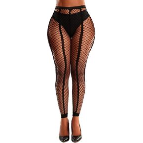 XIUSEMY Womens Fishnet Tights Sexy Stockings Black Stripe Pantyhose Leggings Lingerie