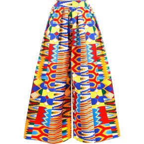 Multifit Women’s Boho African Print Pants Casual High Waist Jogger Harem Pants Trousers