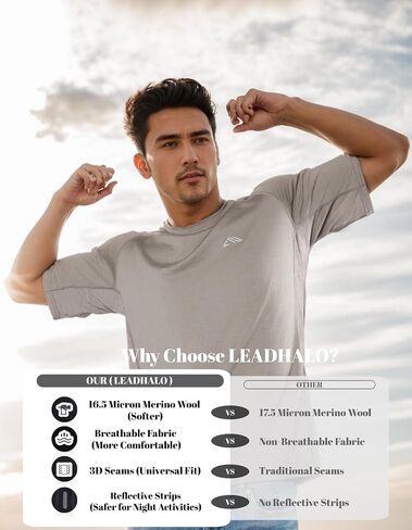 100% Merino Wool Gym T Shirts for Men, Breathable Athletic Workout Short Sleeve Tee, Moisture Wicking T-Shirts in Saudi Arabia