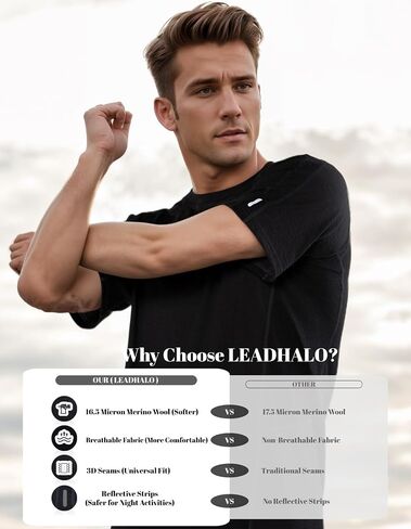 100% Merino Wool Gym T Shirts for Men, Breathable Athletic Workout Short Sleeve Tee, Moisture Wicking T-Shirts in Saudi Arabia