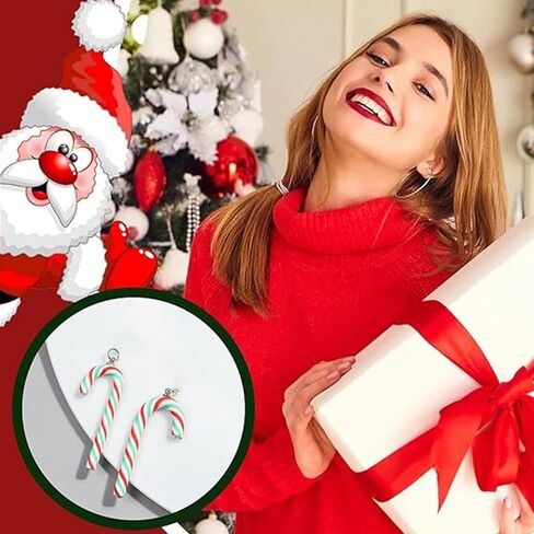 أقراط عيد الميلاد للنساء بمشبك على الأقراط غير مثقوبة للنساء، أقراط متدلية على شكل قصب الحلوى، أقراط على شكل قوس عيد الميلاد، أقراط خفيفة الوزن للعطلات، مجوهرات عيد الميلاد in Kuwait