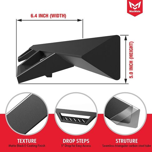 خطوات إسقاط مثلثة من MaxMate متوافقة مع تويوتا تاكوما 2005-2023 | كابينة مزدوجة | LD3T71038MX | لوحات الجري لقضبان Nerf للسكك الحديدية الجانبية in Kuwait