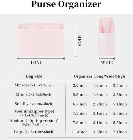 Purse Organizer for Lady-Dior Purse, Soft Satin Bag Insert, Inner Bags with Multiple Pockets for Storage (Small, Pink) in Saudi Arabia