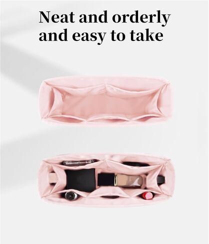Purse Organizer for Lady-Dior Purse, Soft Satin Bag Insert, Inner Bags with Multiple Pockets for Storage (Small, Pink) in Saudi Arabia