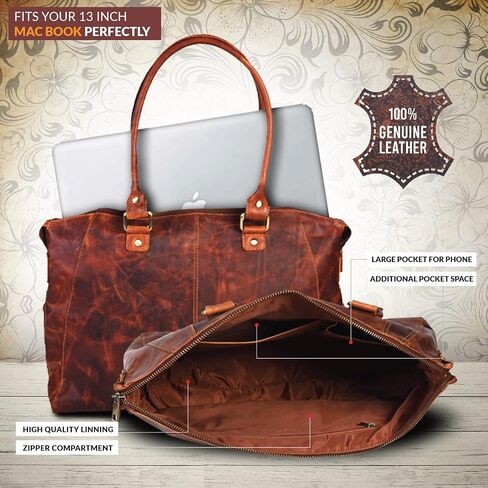 VALENCHI Leather Tote Bag For Women - Leather Handbags For Women - Trendy Ladies Shoulder Bag - Work, Travel in Kuwait