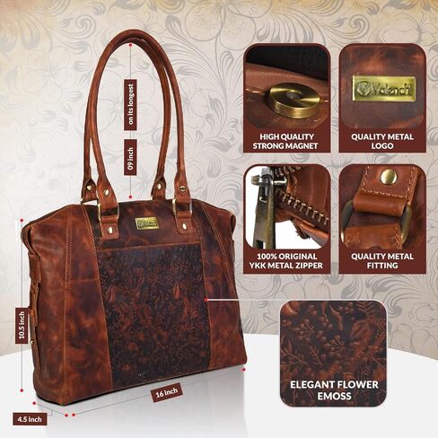 VALENCHI Leather Tote Bag For Women - Leather Handbags For Women - Trendy Ladies Shoulder Bag - Work, Travel in Kuwait