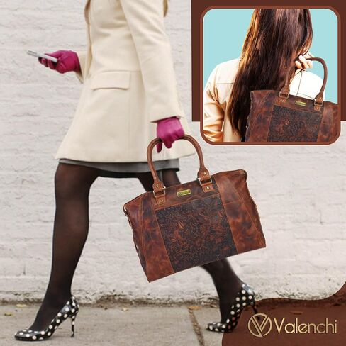 VALENCHI Leather Tote Bag For Women - Leather Handbags For Women - Trendy Ladies Shoulder Bag - Work, Travel in Kuwait
