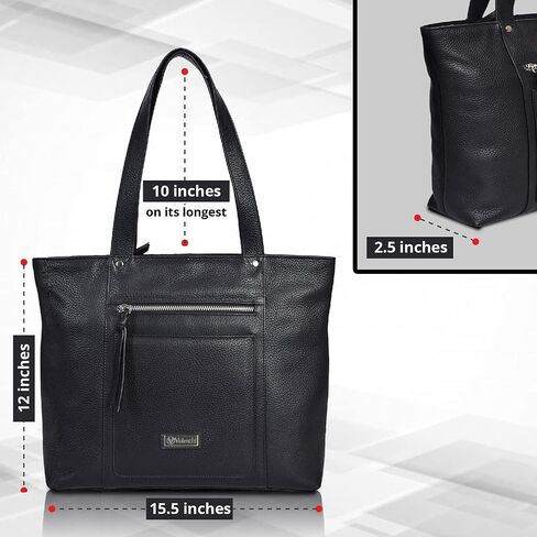 VALENCHI Leather Tote Bag For Women - Leather Handbags For Women - Trendy Ladies Shoulder Bag - Work, Travel in Kuwait