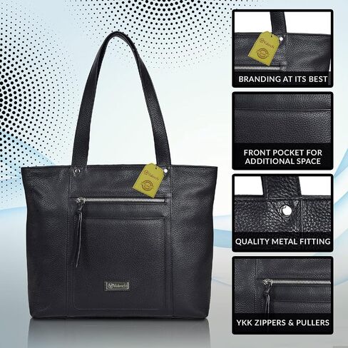 VALENCHI Leather Tote Bag For Women - Leather Handbags For Women - Trendy Ladies Shoulder Bag - Work, Travel in Kuwait