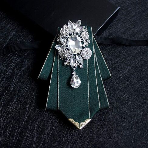 Crystal Bow tie Brooches Collar Pin Jewelry ribbon Fabric Bowknot Pre Tied Neck Tie For men Women wedding bridegroom in Kuwait