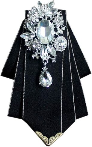Crystal Bow tie Brooches Collar Pin Jewelry ribbon Fabric Bowknot Pre Tied Neck Tie For men Women wedding bridegroom in Kuwait