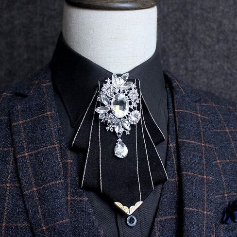 Crystal Bow tie Brooches Collar Pin Jewelry ribbon Fabric Bowknot Pre Tied Neck Tie For men Women wedding bridegroom in Kuwait