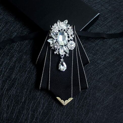 Crystal Bow tie Brooches Collar Pin Jewelry ribbon Fabric Bowknot Pre Tied Neck Tie For men Women wedding bridegroom in Kuwait