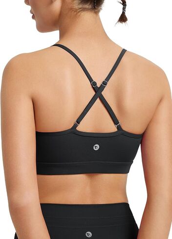 BALEAF Womens Sports Bra, Adjustable Spaghetti Thin Strap - Scoop Neck Wireless Padded Bra Yoga Workout in Saudi Arabia