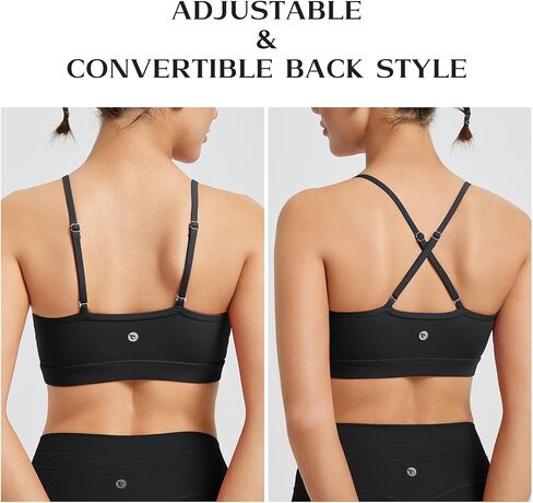 BALEAF Womens Sports Bra, Adjustable Spaghetti Thin Strap - Scoop Neck Wireless Padded Bra Yoga Workout in Saudi Arabia