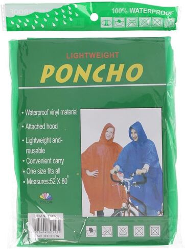 CTM® Adult Reusable Waterproof Long Rain Poncho in Saudi Arabia