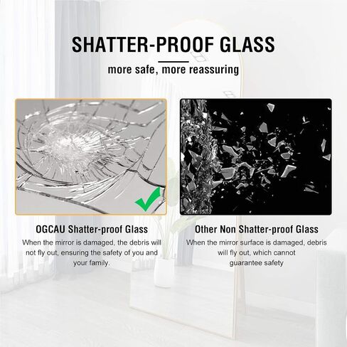 OGCAU Full Length Mirror, Wall Mirror Full Length, Wall-Mounted Mirror, Body Mirror for Wall in Bedroom, Arched-Top Mirror, Hanging Mirror with Aluminum Alloy Frame (Oval Black) in Kuwait