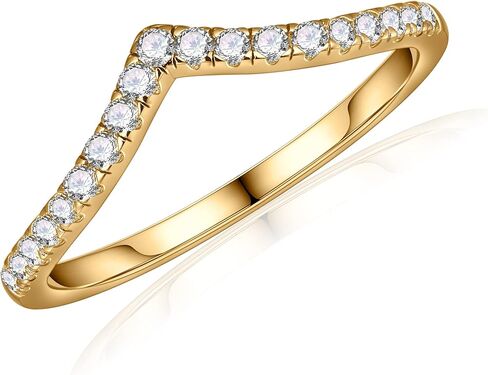 MOOSEA Moissanite Chevron Wedding Band for Women, D Color VVS1 Clarity Lab Created Diamond Stackable Rings 14K White Yellow Rose Gold Vermeil Moissanite Wishbone Half Eternity Ring for Women Band in Saudi Arabia