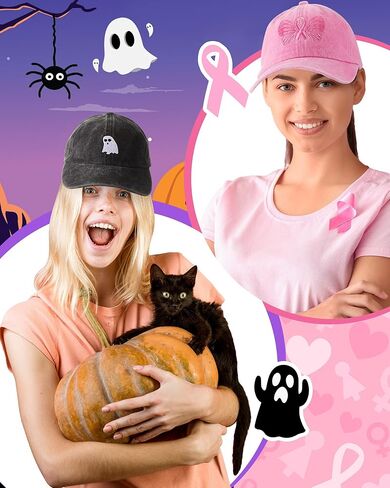 Jeyiour 4 قطع عيد الميلاد قبعة بيسبول قبعة عيد الميلاد خمر الدنيم قبعة عيد الهالوين سرطان الثدي الوعي عيد الشكر قبعة قابل للتعديل التطريز قبعات أبي للرجال النساء in Kuwait