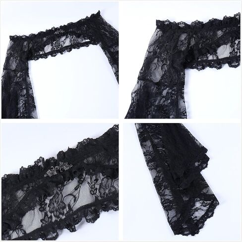 Goth Bolero Shrug Women Lace Sheer Mesh Gothic Flare Sleeve Emo in Saudi Arabia