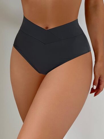 HYTENSUN Women's Bikini Bottom High Waisted V Cut Swimsuit Twist Front Cheeky Swim Bottoms in Kuwait
