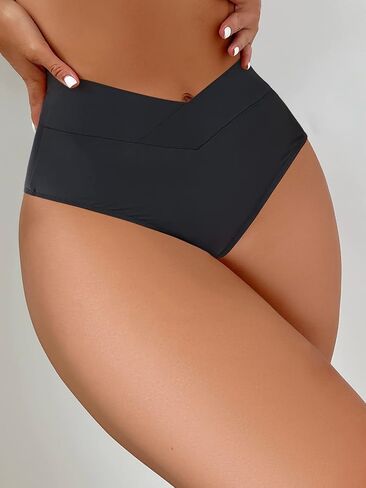 HYTENSUN Women's Bikini Bottom High Waisted V Cut Swimsuit Twist Front Cheeky Swim Bottoms in Kuwait