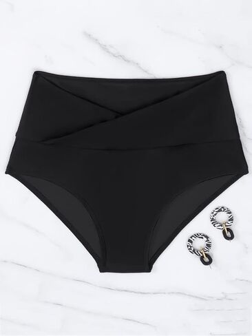 HYTENSUN Women's Bikini Bottom High Waisted V Cut Swimsuit Twist Front Cheeky Swim Bottoms in Kuwait