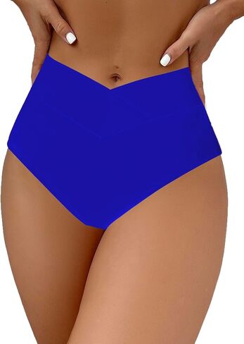 HYTENSUN Women's Bikini Bottom High Waisted V Cut Swimsuit Twist Front Cheeky Swim Bottoms in Kuwait