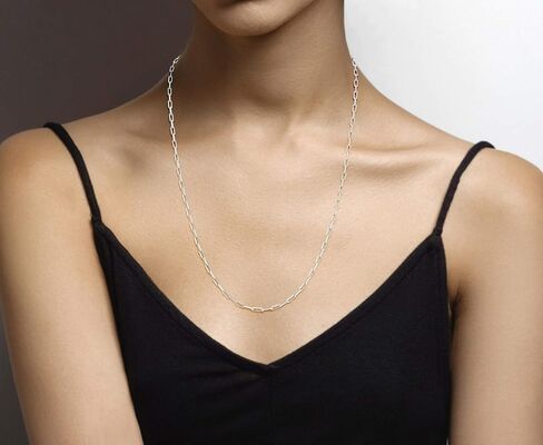 Miabella Italian Solid 925 Sterling Silver 2.5mm Paperclip Link Chain Necklace for Women Men, Made in Italy in Kuwait
