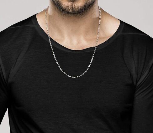 Miabella Italian Solid 925 Sterling Silver 2.5mm Paperclip Link Chain Necklace for Women Men, Made in Italy in Kuwait
