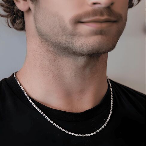 3.5mm Mens Stainless Steel Silver Rope Twist Chain Necklace Jewelry for Men in Saudi Arabia